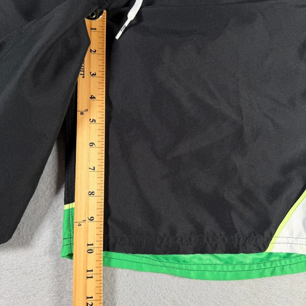 Nike Mens XL Swim Trunks Black Green Colorblock Board Shorts TESS0242 Logo